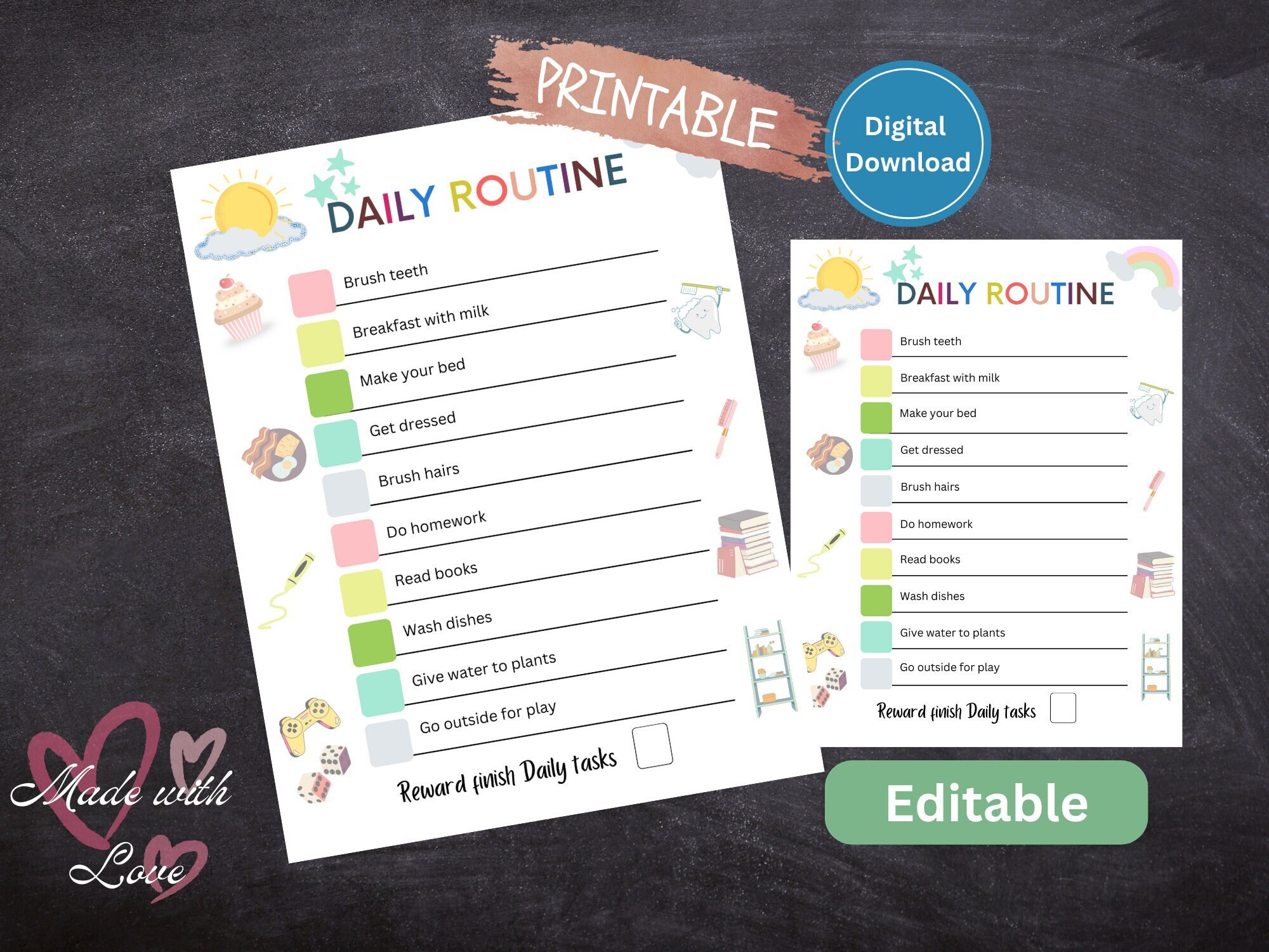 Editable Daily Routine Planner for Kids Daily Printable Minimalistic ...
