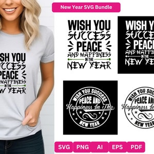 Schattig maannieuwjaar SVG PNG, 2024 Chinees Nieuwjaar Svg, wens u succes vrede PNG voor shirts, mokken, tassen Instant Download