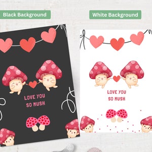 Carte de Saint-Valentin champignon imprimable, je t'aime tellement, amour champignon drôle, cadeau pour elle, cadeau pour lui, téléchargement numérique