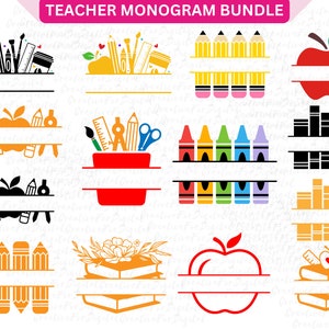 Teacher Monogram SVG Bundle, Teacher Name SVG, Teacher Tag, Teacher Shirt Svg, Back to School SVG, Monogram Svg Instant Download