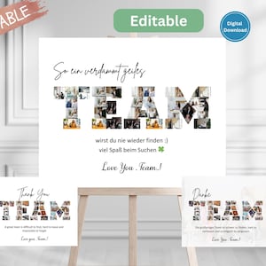 May include: Printable poster with a photo collage of a team, spelling out the word "TEAM". The poster has the text "So ein verdammt geiles Team wirst du nie wieder finden :) viel Spaß beim Suchen Love You. Team!"