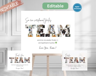 チーム写真コラージュ、チームへの感謝の贈り物、コスチュームチーム送別ギフト、退職ギフト、同僚退職ギフトポスターデジタル、チーム思い出ギフト