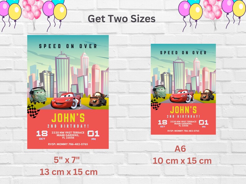 Cars Mcqueen Birthday Party Invitation, Lightening Mcqueen Birthday ...