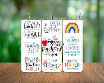 教師用タンブラーラップ シームレス昇華、20 オンス スキニー昇華 PNG、教師の肯定的感謝、教師の生活 PNG