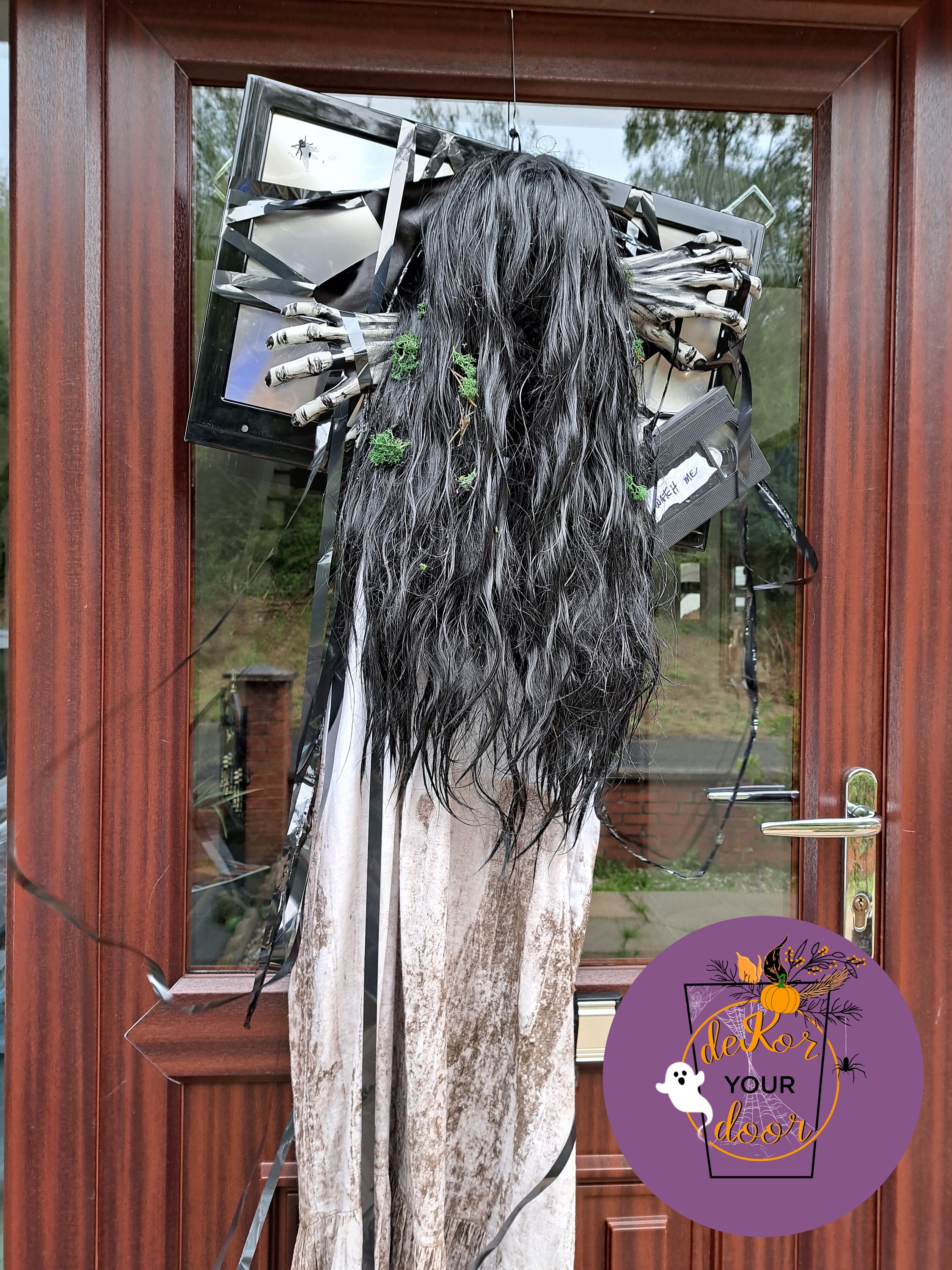 Creepy horror wreath, The Ring inspired,  Samara inspired wreath, halloween wreath