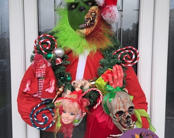 Halloween Horror Christmas Wreath: Gorey Holiday Decor