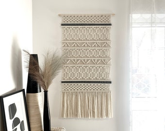 Large Macrame Wall Hanging, Geometric Fiber Art, Modern Home Decor