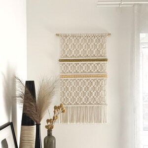 Set van 2, macrame muurhangen, kinderkamer decor, moderne muurkunst, hedendaagse vezelkunst, boho wanddecor, woondecoratie, textielkunst afbeelding 4