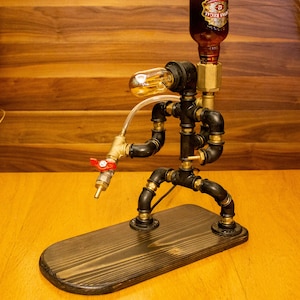 Steampunk Fireman Lamp: Rustic Industrial Alcohol Dispenser