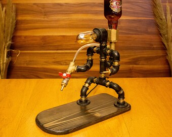 Steampunk Fireman Lamp - Rustic Industrial Alcohol Dispenser