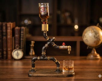 Industrial Steampunk Liquor Dispenser – Handmade Retro Bar Art