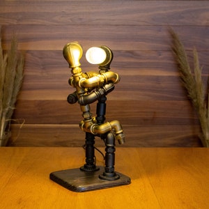 Christmas gift - Sex Position - Pipe Man Woman - Industrial Table Lamp - Steampunk Lighting - Rustic Lighting - Gift for Him - Man Cave