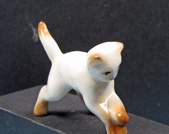 Tiny Kitten: Dollhouse cat, mini animal porcelain figurine