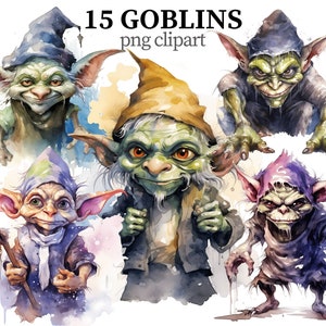 Goblin Clipart PNG Fantasy Creature afbeeldingen van hoge kwaliteit sprookjesachtige clipart aquarel scrapbooking papier ambachtelijke kaarten maken Instant download
