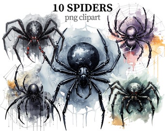 Spinnen PNG Halloween Clipart Aquarell Dark Fantasy Gothic Clipart Web png Insekten Mystisch Spinne Sammelalbum Papier Handwerk Kartenherstellung
