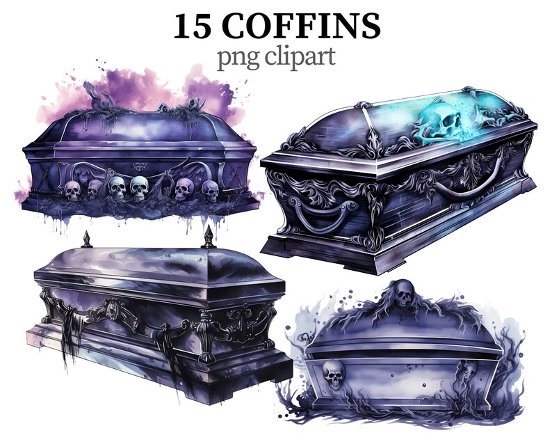 Coffin Clipart Gothic PNG Watercolor Mystical Clipart Dark Fantasy ...