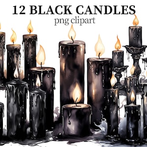 Candele nere Clipart mistico PNG Candele stregate Horror png Magia oscura Nero Clipart Stregoneria Gotico Scrapbooking Carta artigianale Creazione di carte