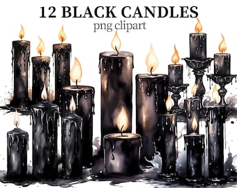 Black Candles Clipart Mystical PNG Witchy Candles Horror png Dark Magic Black Clipart Witchcraft Gothic Scrapbooking Paper craft Card making