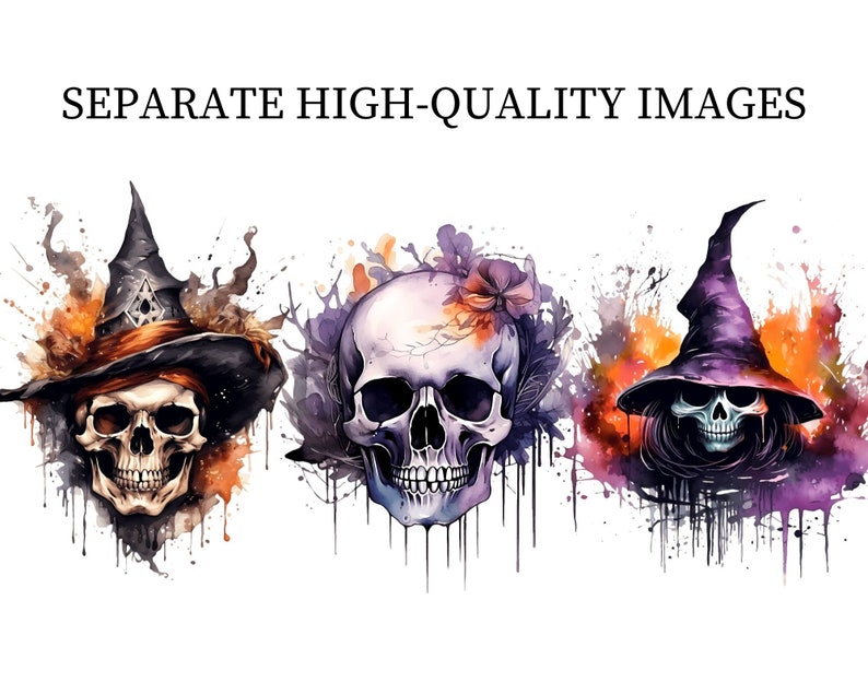 Halloween Skull Clipart Spooky PNG Halloween Clipart Watercolor Scary