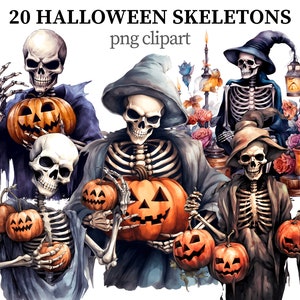 Halloween Skeleton Clipart Spooky PNG Halloween Clipart Scary png Fantasy Skeleton and Pumpkin Print Scrapbooking Papercraft Card making