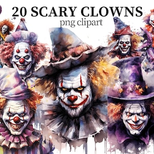 Palhaço assustador Clipart Horror PNG Palhaços assustadores Clipart assustador Circo png Carnaval Freak Show Halloween Scrapbook Papel artesanato Fabricação de cartões