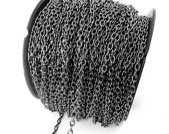 10ft Gunmetal Black Small Curb Cross Cable Chain - Trendy & Versatile Jewelry Making Supply
