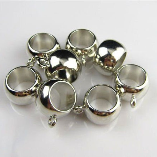 Set of 12 Silver Tone Tube Beads Scarf Rings - Perfect for Scarf Decoration and Jewelry Making