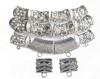 14-Piece Variety Pack: Silver Plated Scarf Necklace Clips Tubes - Stylish Accessories for Every Look