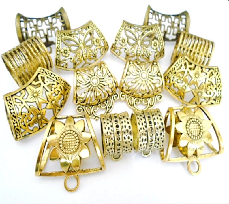 COREBEAD 14x Golden Scarf Necklace Clips Tubes Variety in Bulk Etsy