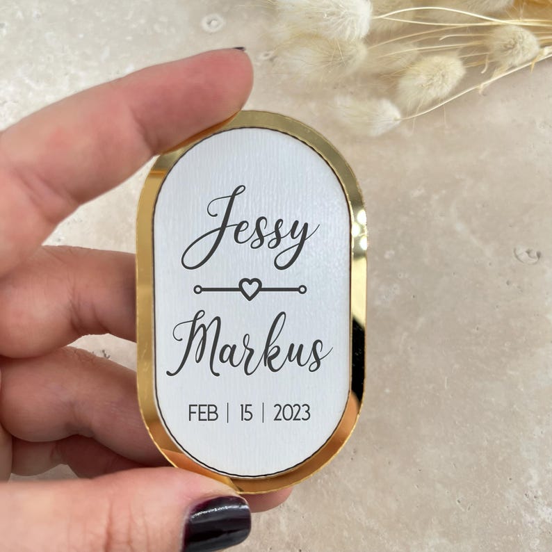 Reflection Lettering White Paper Custom Wooden Acrlylic Frame Wedding Favors Magnet, Wedding Guest Gift ...