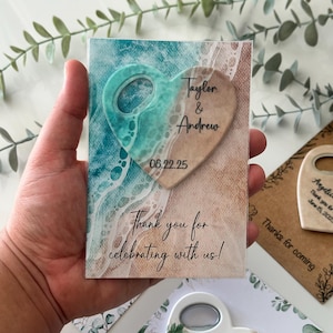 Imán para recuerdo de boda para invitados, recuerdo de fiesta de compromiso con temática playera, regalo para despedida de soltera con temática oceánica, reserva la fecha, imán abrebotellas