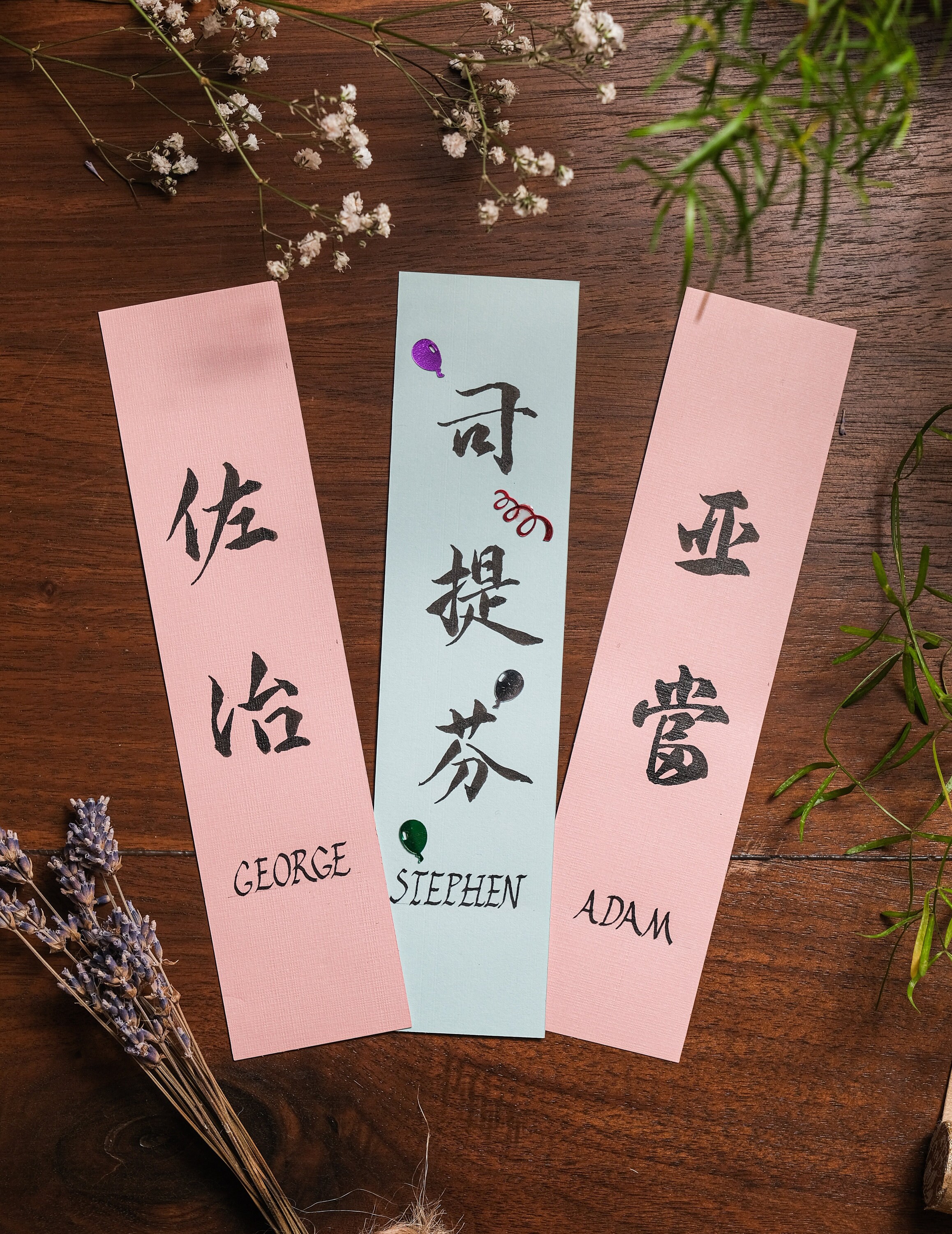 Translated English Name Into Chinese Name Handwritten Chinese & Western Calligraphy in Coloured
