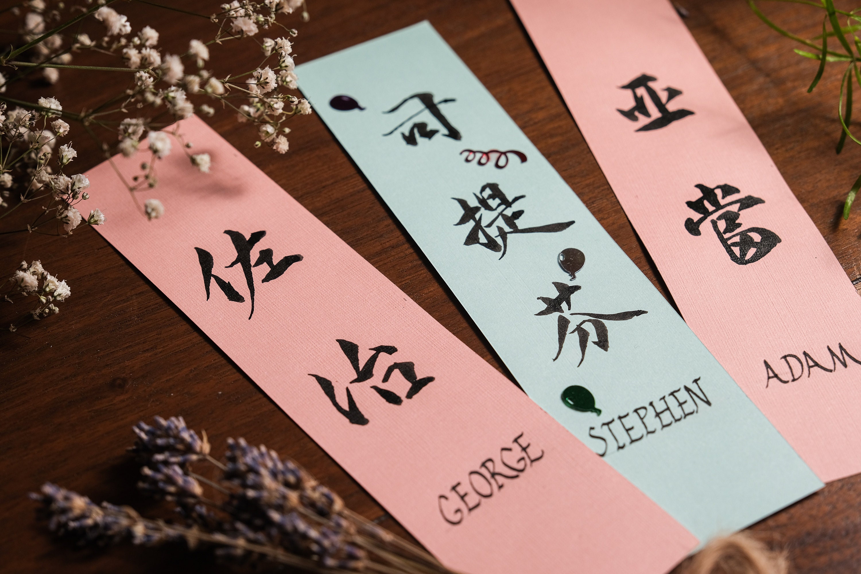 Translated English Name Into Chinese Name Handwritten Chinese & Western Calligraphy in Coloured