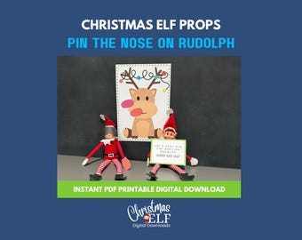 Pin the nose on Rudolph Elf Game Printable Prop - Christmas Fun