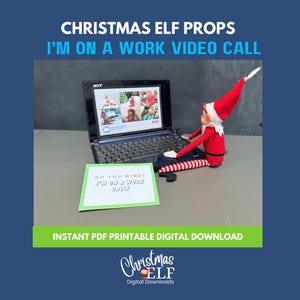 Elf bei der Arbeit - Elf auf Laptop Printable Prop: Lustige Weihnachtsaktivität (PDF)