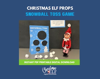 Elf Snowball Toss Hoop Game - Printable Elf Scene Prop
