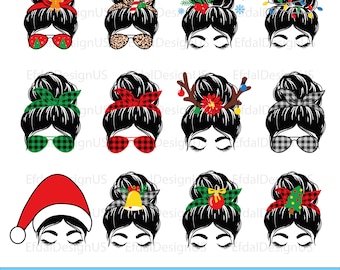 Bollo desordenado de Navidad, Paquete de bollo desordenado svg, Momlife svg, Mom Life svg, Mom life Kid Life Png, gafas svg, Cricut Silhouette