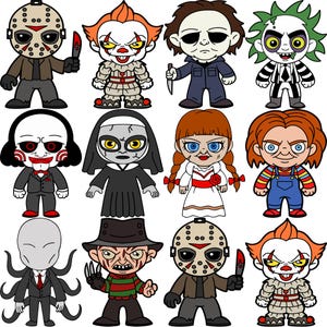Mini Horror Figures Bundle Halloween Horror SVG Horror Friends svg Horror characters svg Halloween svg Instant Download