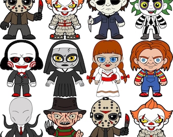 Mini Horror Figures Bundle Halloween Horror SVG Horror Friends svg Horror characters svg Halloween svg Instant Download