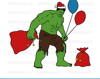 The Hulk Christmas Svg, Santa Hulk, Green Man Svg, Christmas Svg Cut Files, Christmas Png Bundle, Merry Christmas, Merry Christmas, New Year
