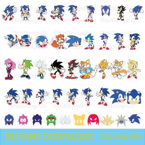 SONIC SVG, The Hedgehog Svg, Sonic Bundle Svg, Sonic Layered Svg, Sonic Face Svg, Sonic Characters SVG, Cut files for Cricut