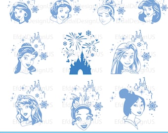 Princess svg, Princess PNG, Princess Clipart, Princess Bundle,  Princess Silhouette Shirt, Princess Print T-Shirt, pdf, dxf