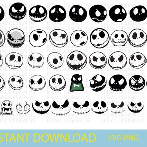 Jack and Sally svg, Nightmare Before Face svg, Jack Skellington svg, Nightmare Skull Svg, Skeleton Svg,Png