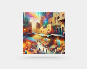Colorful Urban Market Canvas Print, Vibrant Cityscape Wall Art (Digital Download)