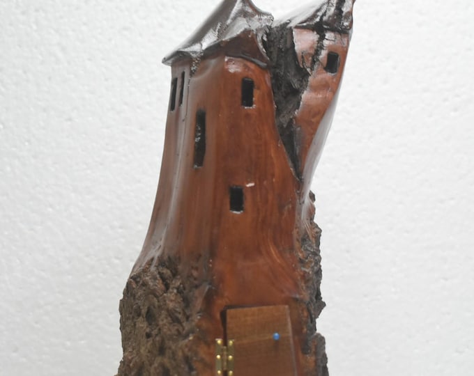 Hand carved Cottonwood bark Wee folk home