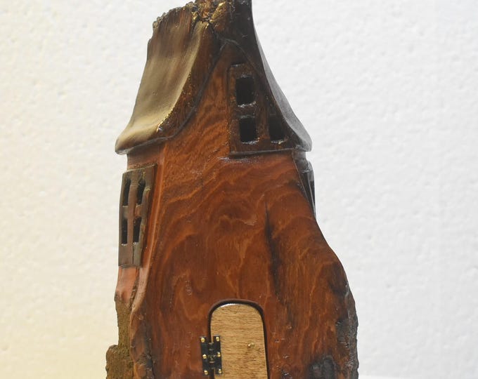 Hand carved Cottonwood bark Wee folk home