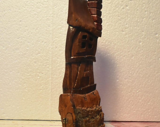 Hand carved Cottonwood bark Wee folk home