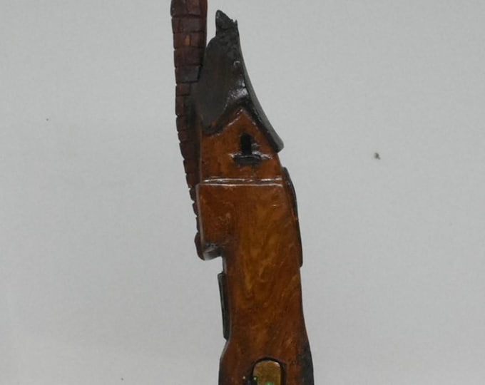 Hand carved Cottonwood bark Wee folk Tower home