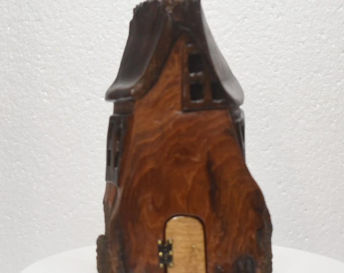 Hand carved Cottonwood bark Wee folk home
