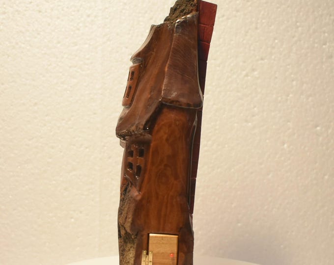 Hand carved Cottonwood bark Wee folk home